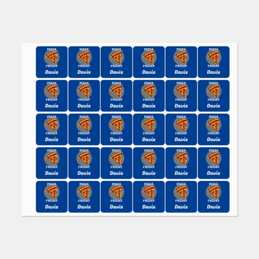 Pizza-vrijdagontwerp - Etiket voor kleine vierkant Labels (Vel)