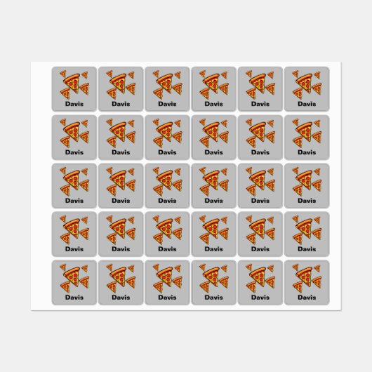 Pizza-vrijdagontwerp - Etiket voor kleine vierkant Labels (Vel)