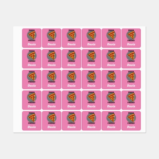 Pizza-vrijdagontwerp - Etiket voor kleine vierkant Labels (Vel)