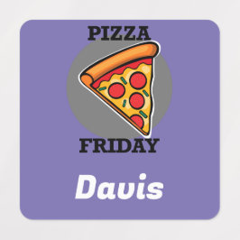 Pizza-vrijdagontwerp - Etiket voor kleine vierkant Labels