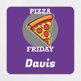 Pizza-vrijdagontwerp - Etiket voor kleine vierkant Labels