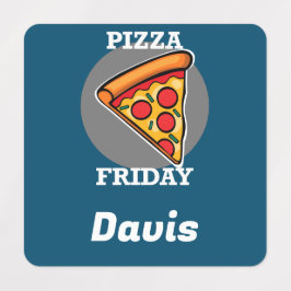 Pizza-vrijdagontwerp - Etiket voor kleine vierkant Labels