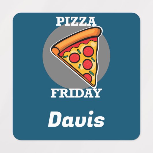Pizza-vrijdagontwerp - Etiket voor kleine vierkant Labels (Design 1)