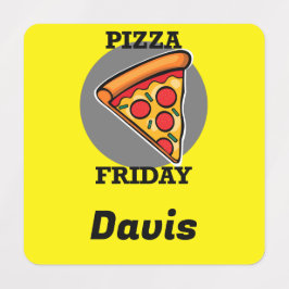 Pizza-vrijdagontwerp - Etiket voor kleine vierkant Labels