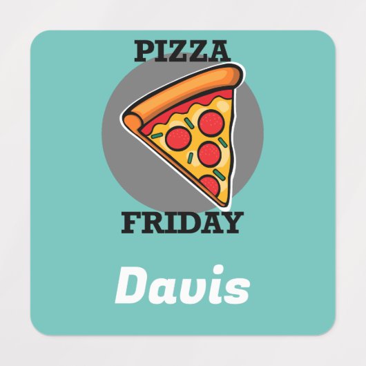 Pizza-vrijdagontwerp - Etiket voor kleine vierkant Labels (Design 1)