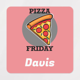 Pizza-vrijdagontwerp - Etiket voor kleine vierkant Labels