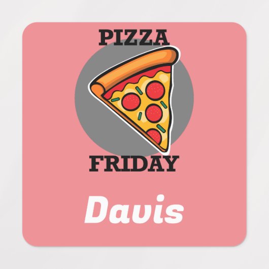 Pizza-vrijdagontwerp - Etiket voor kleine vierkant Labels (Design 1)