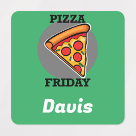 Pizza-vrijdagontwerp - Etiket voor kleine vierkant Labels