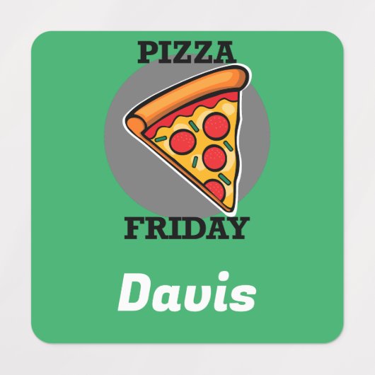 Pizza-vrijdagontwerp - Etiket voor kleine vierkant Labels (Design 1)