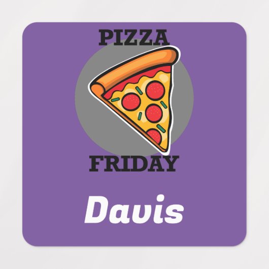 Pizza-vrijdagontwerp - Etiket voor kleine vierkant Labels (Design 1)