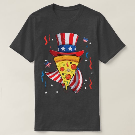 Pizza vs vlag Pet 4 juli jongens meisjes Kinder vo T-shirt (Design voorkant)