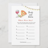 Pizza "Waar waren ze" Vrijgezellenfeest spel Kaart (Voorkant)