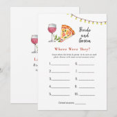 Pizza "Waar waren ze" Vrijgezellenfeest spel Kaart (Voorkant / Achterkant)