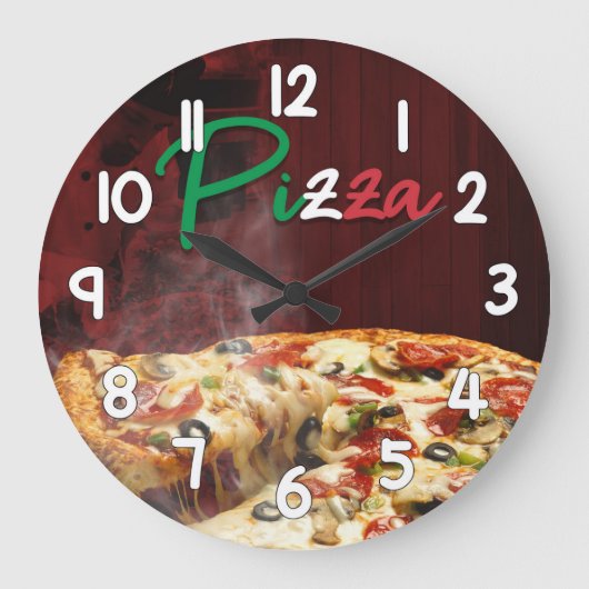 Pizza Wall Clock – Hot Fresh Pizza Kitchen Home De Grote Klok (Voorkant)