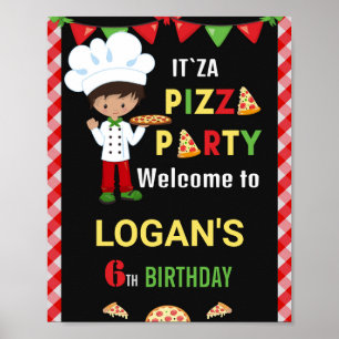 Pizza-welkomstfeest Italiaanse pizzeria-verjaardag Poster
