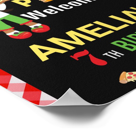 Pizza welkomstfeest Kleine chef-vrouw Poster (Hoek)