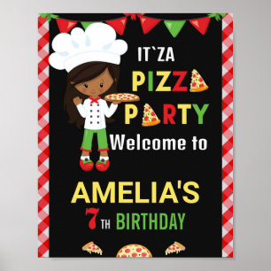 Pizza welkomstfeest Kleine chef-vrouw Poster