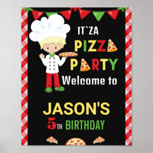 Pizza welkomstfeest Pizza kookfeest Poster