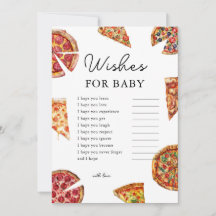 Pizza wensen voor Baby shower spel Kaart