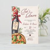Pizza Wijn Dat Is Liefde Bruidsuitnodiging Kaart (Staand voorkant)