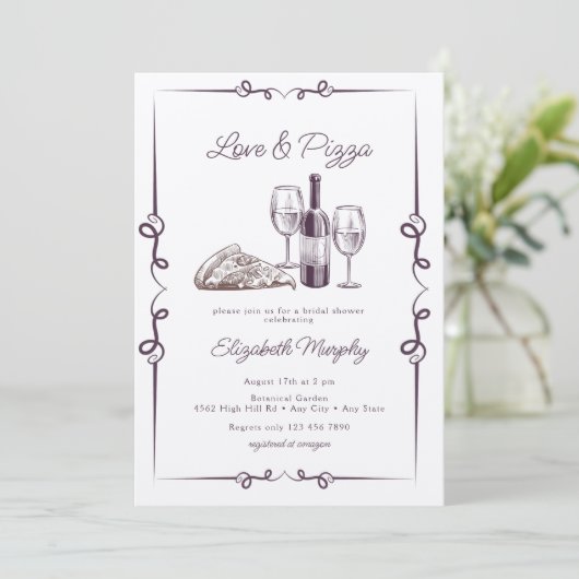 pizza | Wijn Vrijgezellenfeest Kaart (Staand voorkant)