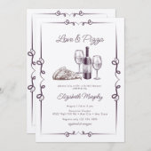 pizza | Wijn Vrijgezellenfeest Kaart (Voorkant / Achterkant)