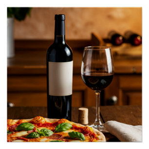 Pizza & Wine Art Perfect Poster