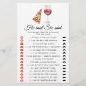 Pizza Wine Bridal shower He said she said (Voorkant)