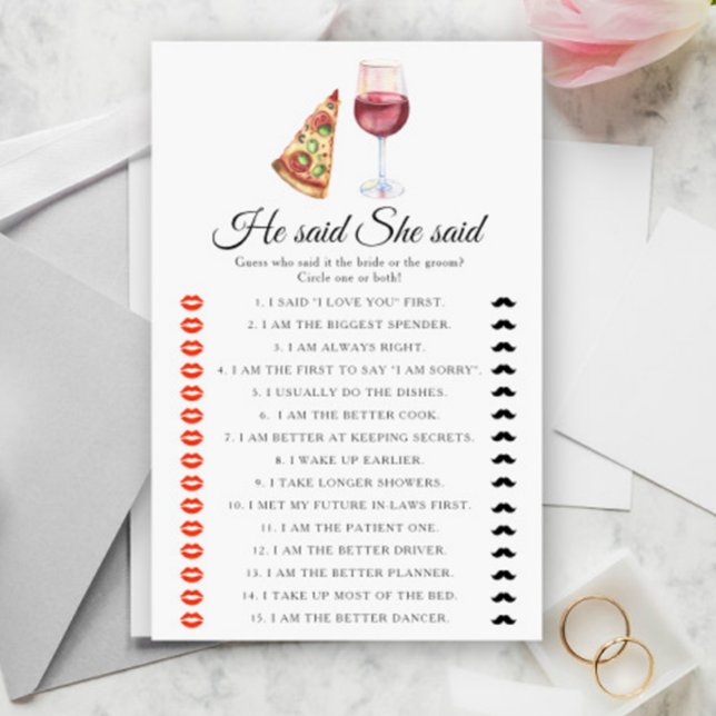 Pizza Wine Bridal shower He said she said (Creator heeft geüpload)
