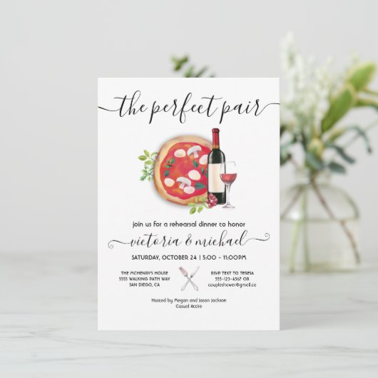 Pizza & Wine Italiaans - Perfect Paar Dinner Kaart (Staand voorkant)