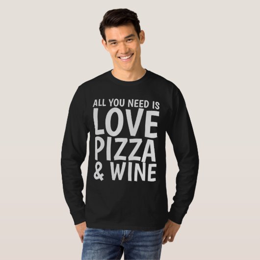 PIZZA WINE LOVE Funny T-shirts (Voorkant volledig)