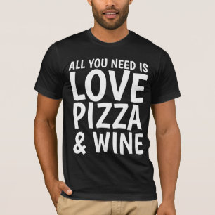 PIZZA WINE LOVE Funny T-shirts
