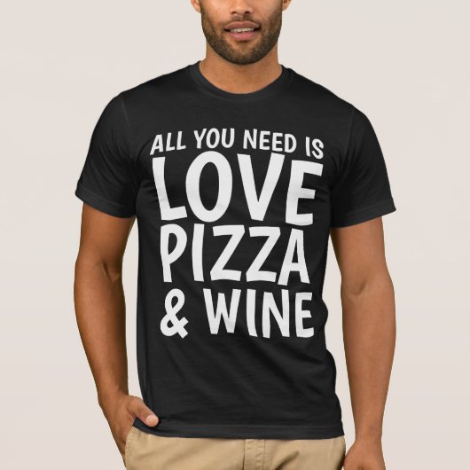 PIZZA WINE LOVE Funny T-shirts (Voorkant)