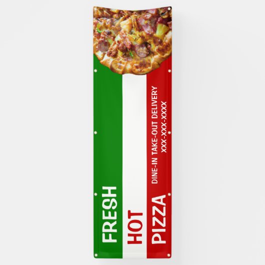 Pizza Winkel Italiaanse vlag Pizza Pic Larg person Spandoek (Verticaal)