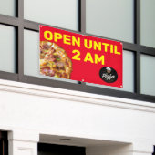 Pizza Winkel Logo openen aanpassen tot 2 uur Spandoek (Buitenkant Gebouw)