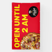 Pizza Winkel Logo openen tot 2 uur 's ochtends gro Spandoek (Verticaal)
