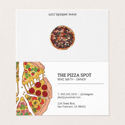 Pizza Winkel Visitekaartje (Buitenkant ongevouwen)