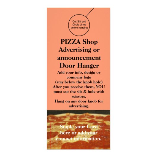 PIZZA Winkeldeur Hanger Brochure Flyer Hanger Reclamekaart (Voorkant)