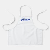 Pizza wit blauw moderne typografie massief grappig schort (Voorkant)