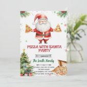 Pizza With Santa party Invitation Kaart (Staand voorkant)