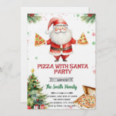 Pizza With Santa party Invitation Kaart (Voorkant / Achterkant)