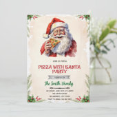 Pizza with Santa party invitation Kaart (Staand voorkant)