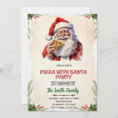 Pizza with Santa party invitation Kaart (Voorkant / Achterkant)