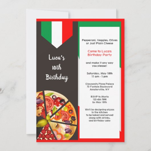 Pizza Your Way-uitnodiging Kaart (Voorkant)