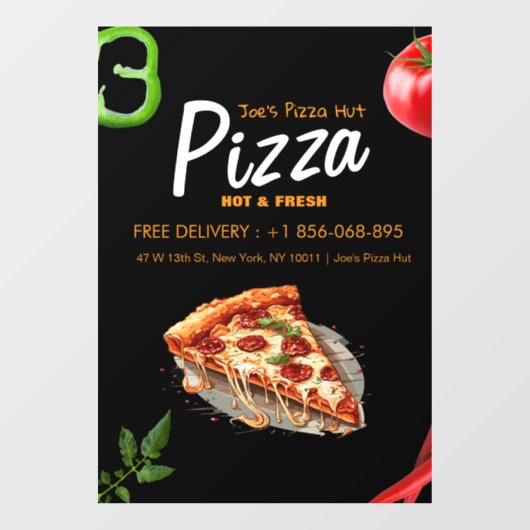 Pizza zaak aangepaste raamfolie raamsticker (Vel)