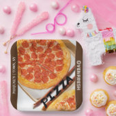Pizza Zakelijk Wit Bruin Papieren Bordje (Feest)