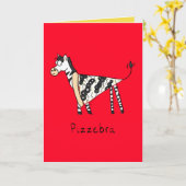Pizza Zebra Cute Kinder Animal Kaart (Gele Bloem)