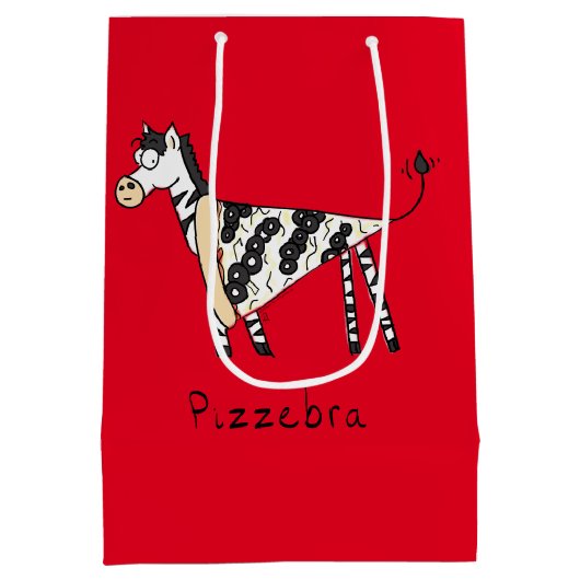 Pizza Zebra Cute Kinder Animal Medium Cadeauzakje (Achterkant)