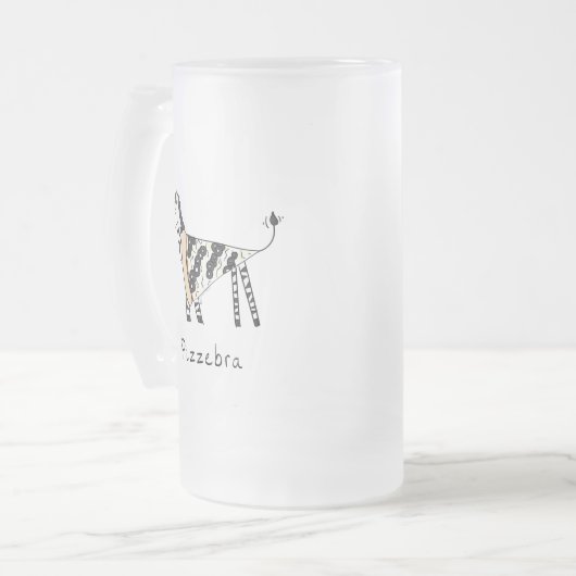 Pizza Zebra Cute Kinder Cartoon Matglas Bierpul (Voorkant links)