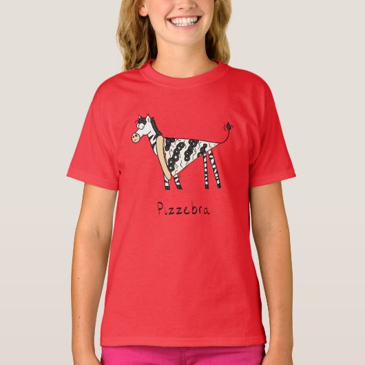Pizza Zebra Cute Kinder Cartoon T-shirt (Voorkant)